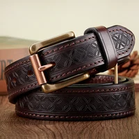 Высококачественный ремень с тиснением в стиле вестерн, ковбойский латунный ремень с пряжкой, натуральная толстая натуральная кожа, дизайнерский мужской ремень, джинсовые ремни в стиле панк для мужчин — изображение 5