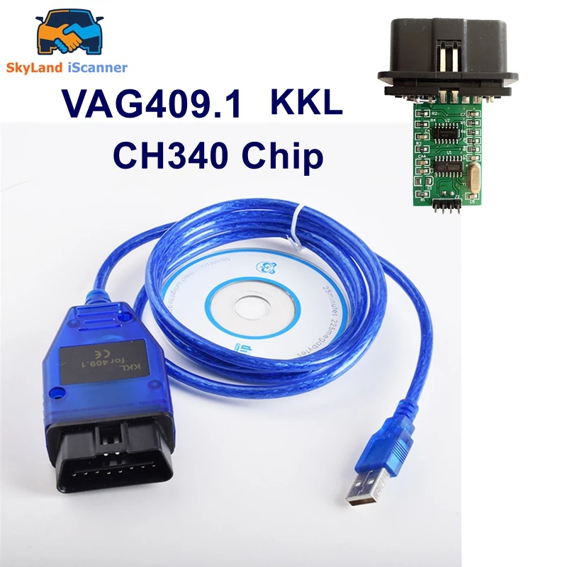 

For VAG KKL 409 Car Diagnostiic Tool With CH340 Chip For VAG 409 KKL Cable USB Interface VAG409 OBD2 Scanner Free Shipping