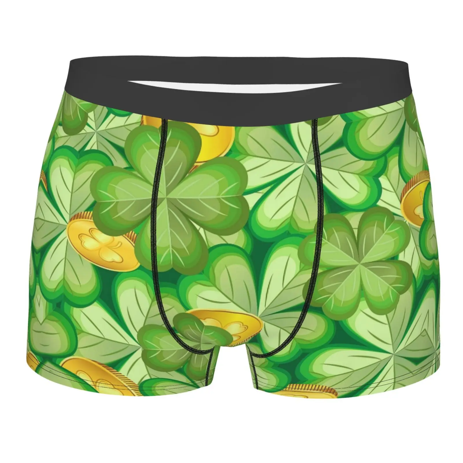 Coin Clovers St.Patrick Men Underwear Male Underpants Double Sides Printed Soft Breathable Machine Wash Polyester Print Boxer free shipping ds 1108 coder printer control boxer coding machine control cabinet coding machine expiry date printing machine