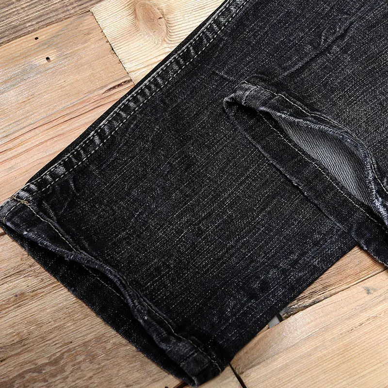 Fashion Designer Men Jeans Retro Black Gray Elastic Slim Fit Ripped Jeans Men Stretch Trousers Vintage Casual Denim Pants Hombre