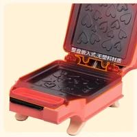 New Coral Orange Heart Pattern Hot Sandwich Maker, 600W Power Toaster Breakfast Machine，home Appliance Bread Machine Makers 2