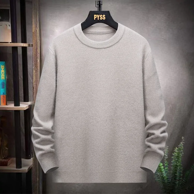 Plus Size Men's Sweater Wool Warm Pullovers O-Neck Knit Winter Fit Tops Male Thick Knitwear Mens Bottoming Shirt 8XL 7XL 6XL 5XL 3