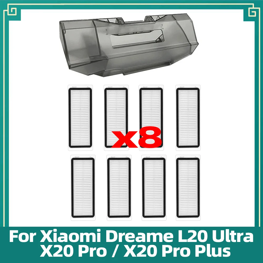 Kit de Peças Sobressalentes e Acessórios para Caixa de pó e Filtro Hepa do Aspirador de pó Robô Fit For Dreame L20 Ultrax20 Prox20 Pro Plus