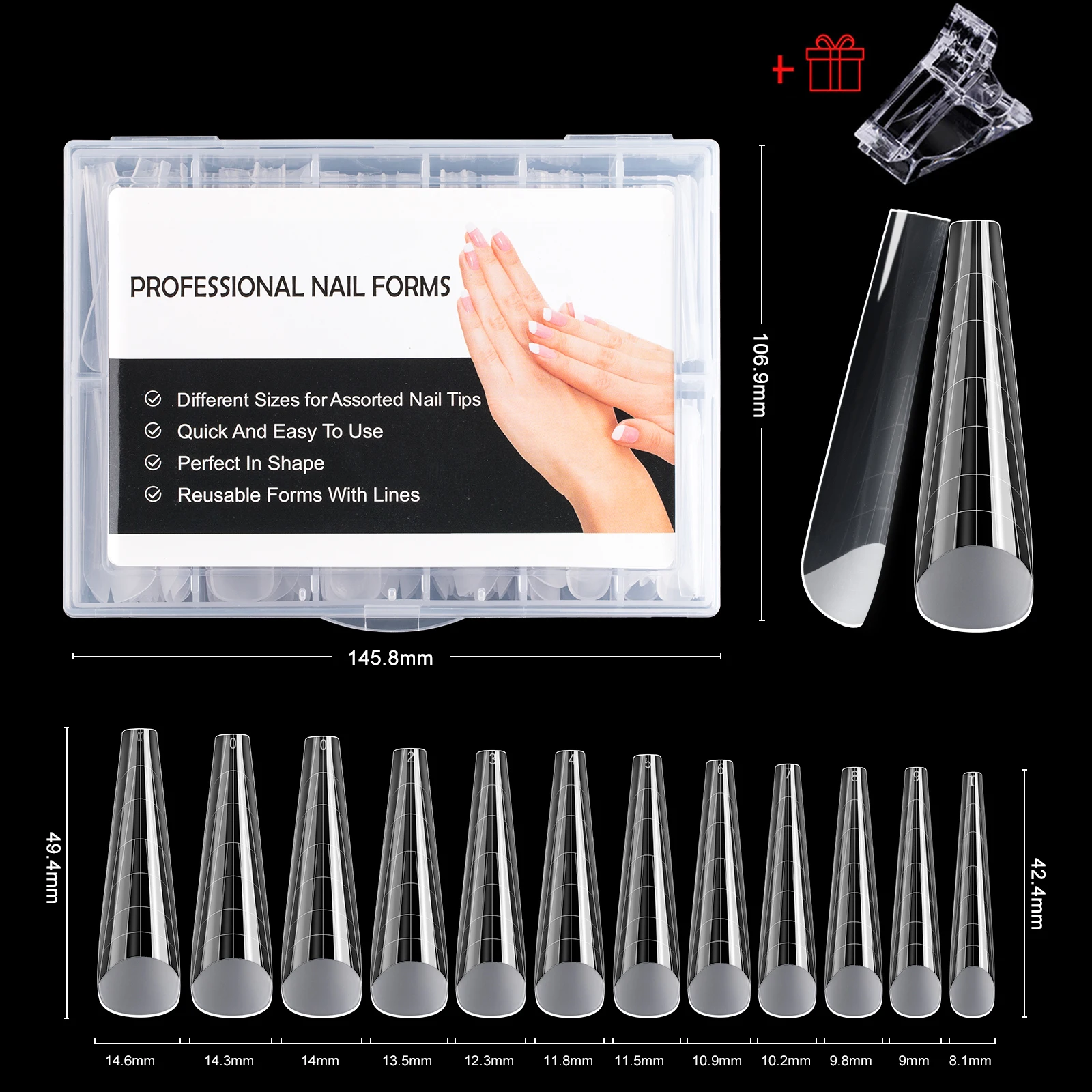 Enhanced Square Dual Forms for Quick Nail Extensions - Clear Top for Full Cover French Tips