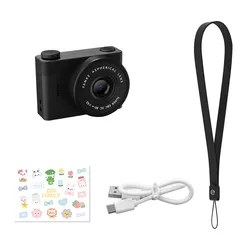 Compact Vintage - Style Kid's Vlogging Camera with 1.54 Screen & TF Card Support - Camera Add 64G (Black)