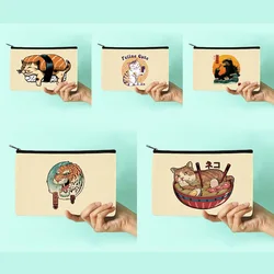 Cosmetic Bags  Japan Cat Series Pattern Women Beauty Toiletries Organizer Storage Makeup Bag Canvas Pencil Cases Bride Gifts