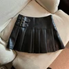 MEXZT S-3XL Y2K Pu Leather Mini Skirts Women Streetwear High Waist Pleated Skirt Vintage Korean Black Slim Casual A Line Skirts 3