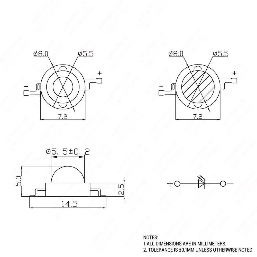 10pcs LED 칩 1W 3W 5W 따뜻한 빛, 자연광, 차가운 백색광, 적색광, 녹색광, 청색광, 황색광, 레이크 블루, 전체 스펙트럼 660nm 440nm LED 구슬 COB