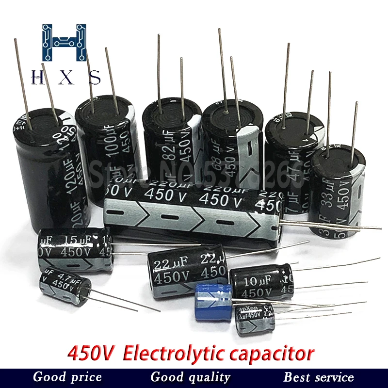 

450V 2.2uf 3.3uf 4.7uf 6.8uf 10uf 15uf 22uf 33uf 47uf 68uf 82uf 100uf 220uf MFD mf Aluminum electrolytic capacitor