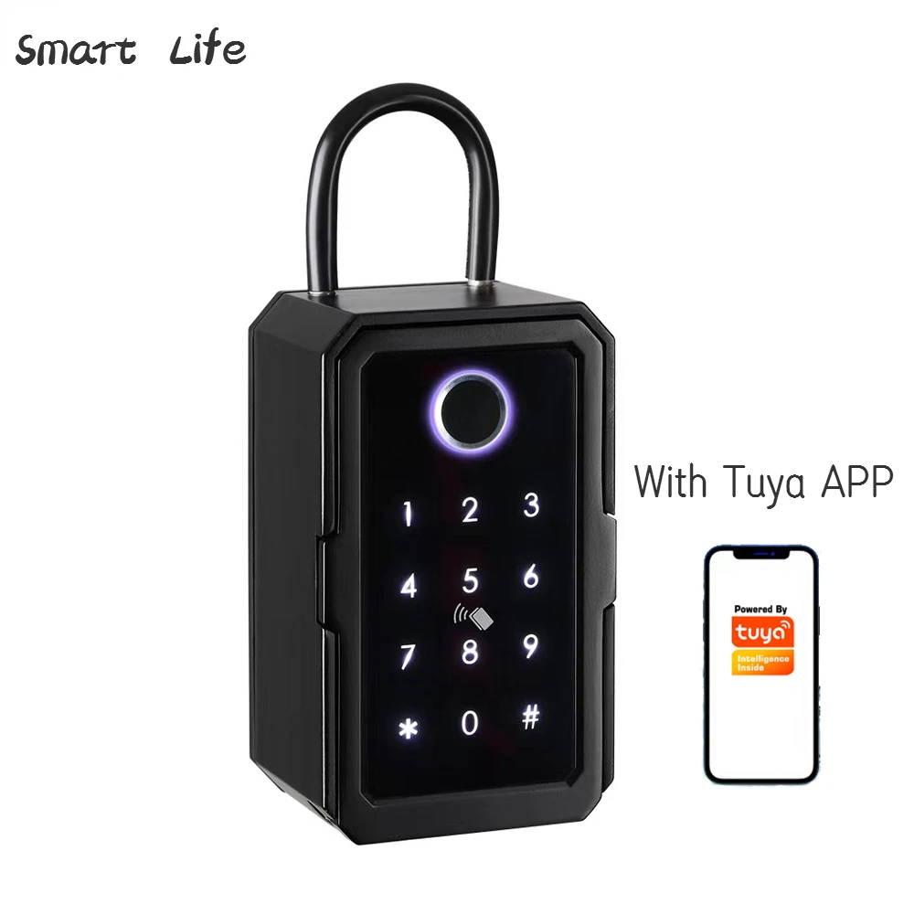 Smart Tuya Wifi Key Lock Box Biometric Fingerprint Password Wall