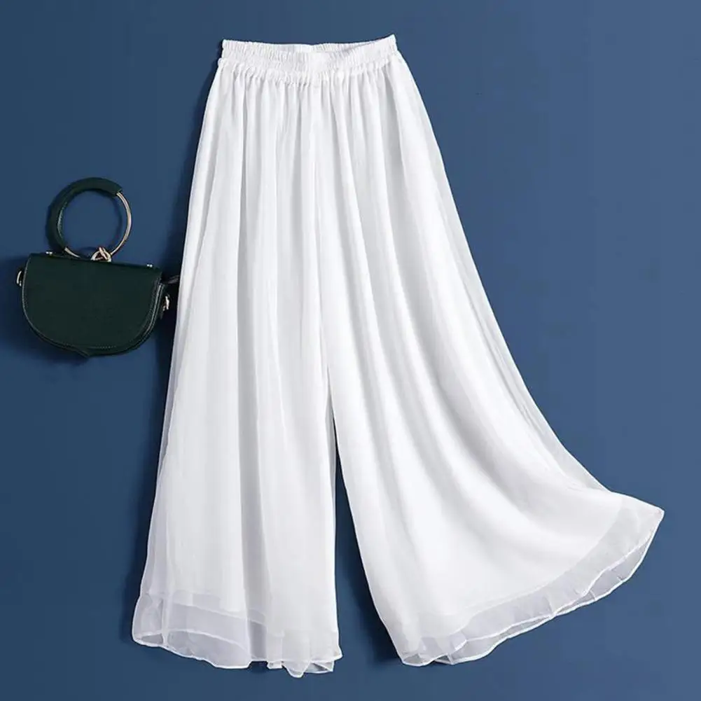 

Women Pants Elastic High Waist Women's Dance Pants Wide Leg Casual Trousers for Vacation Travel Solid Color Loose Fit Long Pants