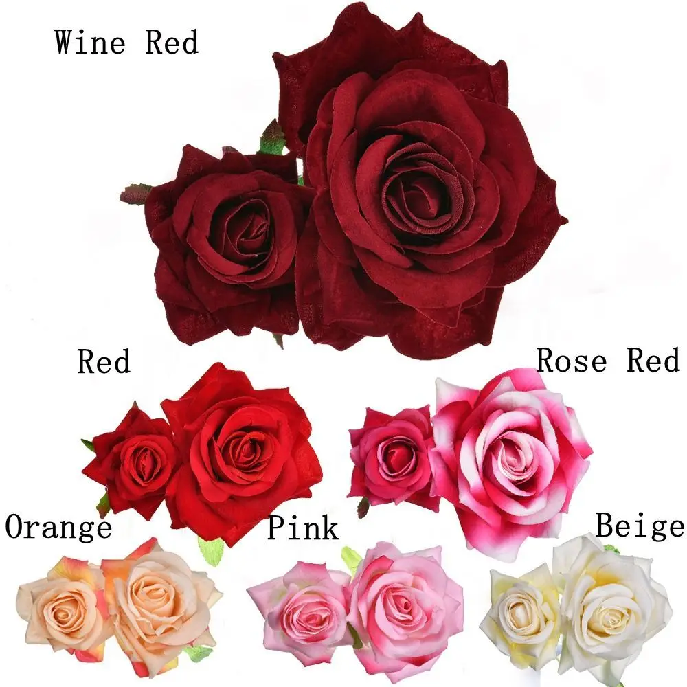 Fashion Festival Elegant Bridesmaid Hair Jewelry Bridal Flower Hair Clip Double Rose Hairpin Wedding Accessories - 6