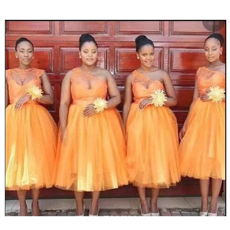 

20223 Elegant Short Bridesmaid Dress Robe De Soiree Cheap Maid Of Honor Women Party Dress Orange Formal Dresses for Women