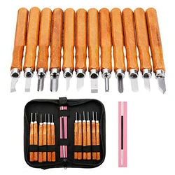 Couteau à découper le bois professionnel, ensemble d'outils de ciseau à graver le bois avec pierres à aiguiser, couteaux à tailler en acier au carbone, livraison directe, 15 pièces 