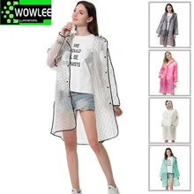 

Fashion EVA Women Poncho with Hat Ladies Waterproof Long Translucent Raincoat Adults Women Outdoor Windproof Rain Coat Jacket