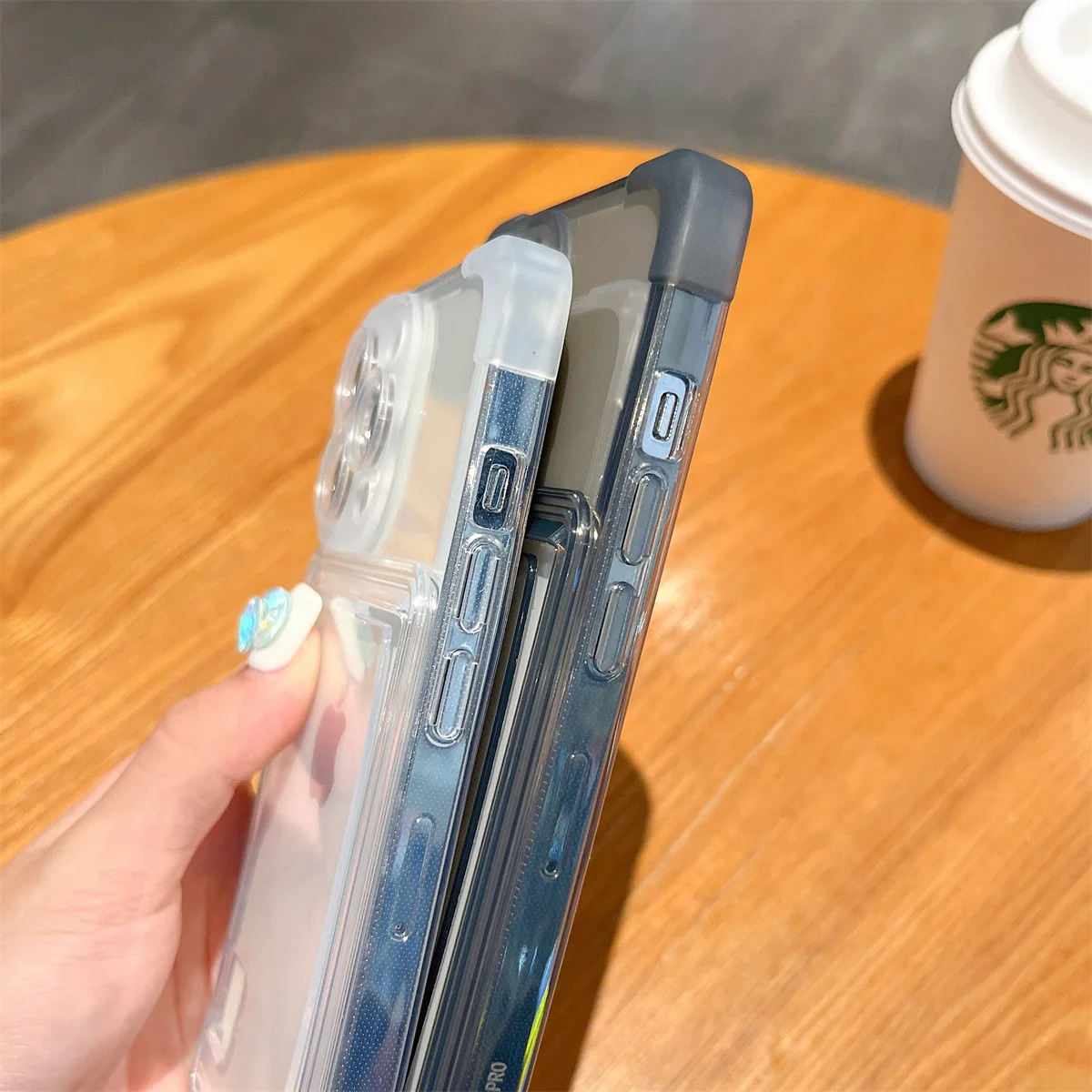 Clear Shockproof Phone Case with Transparent Wallet Card Slot Holder