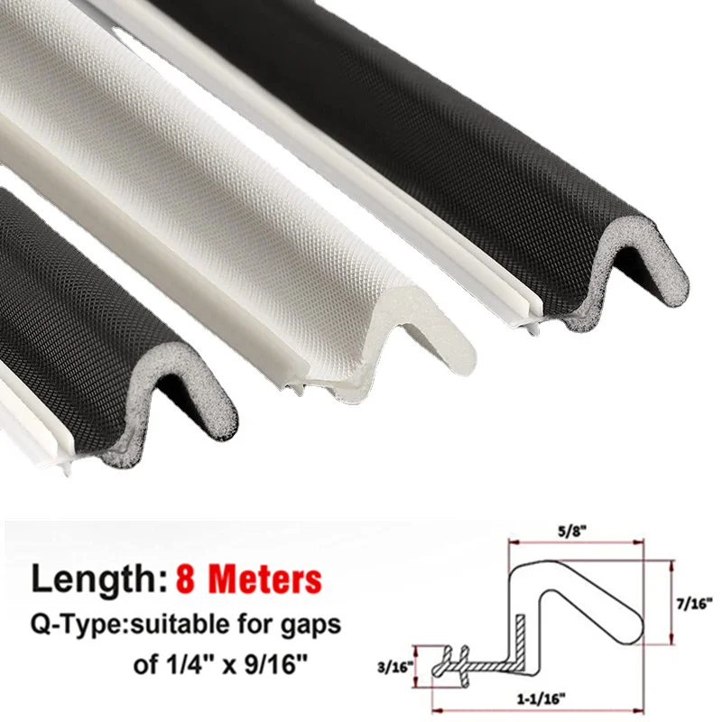 Door Weather Stripping Door Seal Strip for Door Frame, 40 Feet 'Q' Foam  Weather Stripping with PVC Flange Slot for Doors Window 