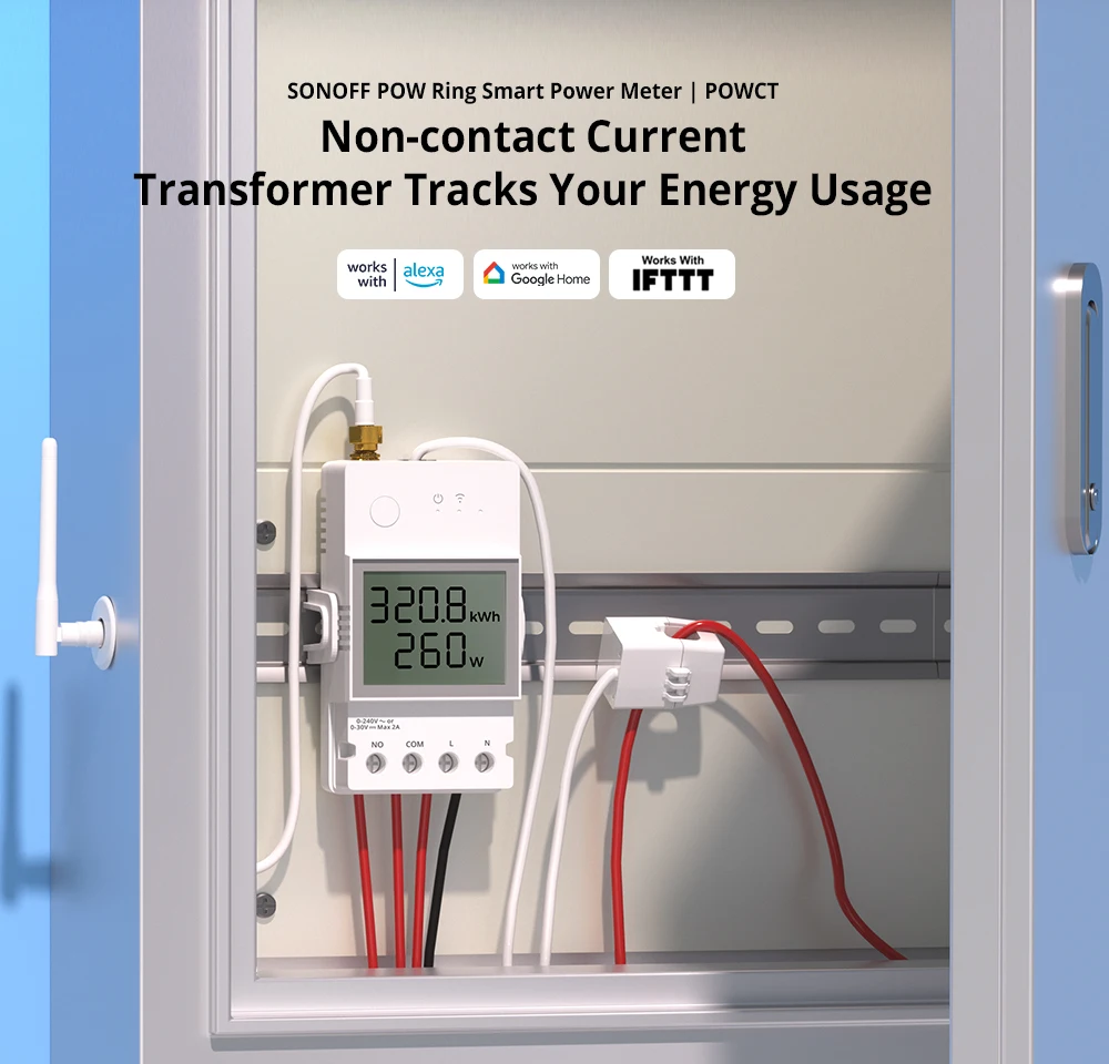 Description Picture 2 of itemSONOFF POWCT POW Ring Smart Power Meter Non-contact Current Transformer Energy Monitor eWeLink APP Data Hold via Alexa Google