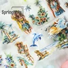 2m Beach Lady PET Washi Tape Sea wave Transparent Roll Stickers Decorative Adhesive Tape For Scrapbooking Journal  loop 100cm 3