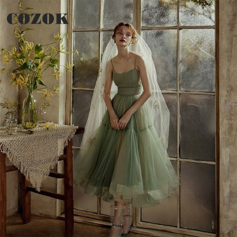 

Short Fantastic Mint Green Square Neck Prom Dresses 2023 Spaghetti Straps Backless Party Gown Robes De Soirée Custom Size JQ0731