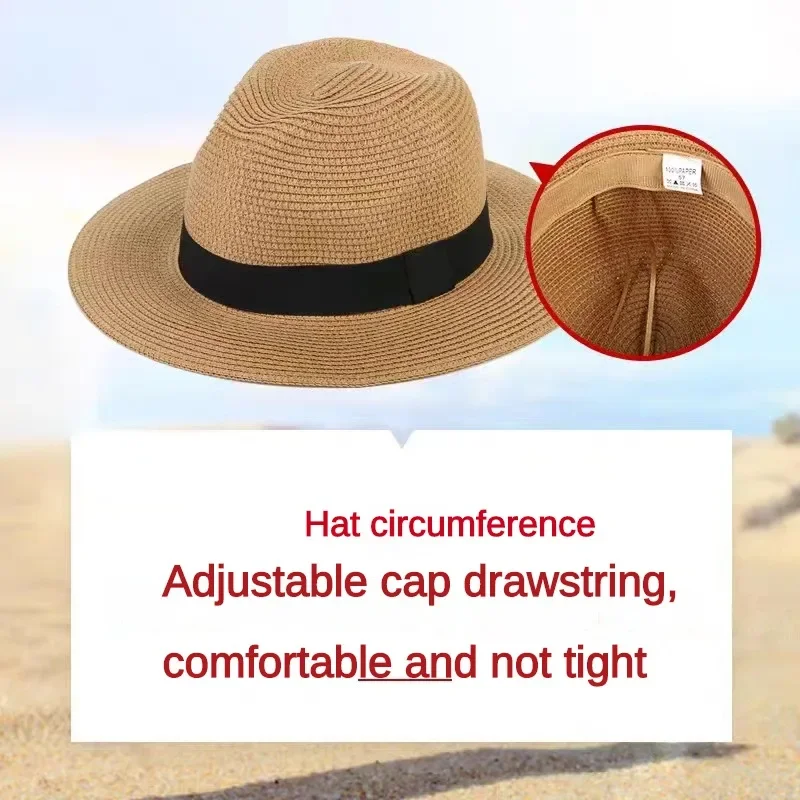 Male Foldable Big Head Straw Hat Panama Summer Outdoors Cowboy Hat