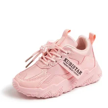 

Children Light Running Shoes 2022 Spring Autumn Girls Pink Princess Breathable Sneakers Boys White Buckle Soft Fashion Shoes