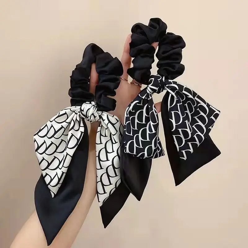 Corda de Cabelo Faixas de Cabelo Scrunchies para Mulheres Acessórios de Cabelo Letra Elástico Clássico Retro Arco Fita Tecidos Requintado Chique d 7 Acessórios da Moda