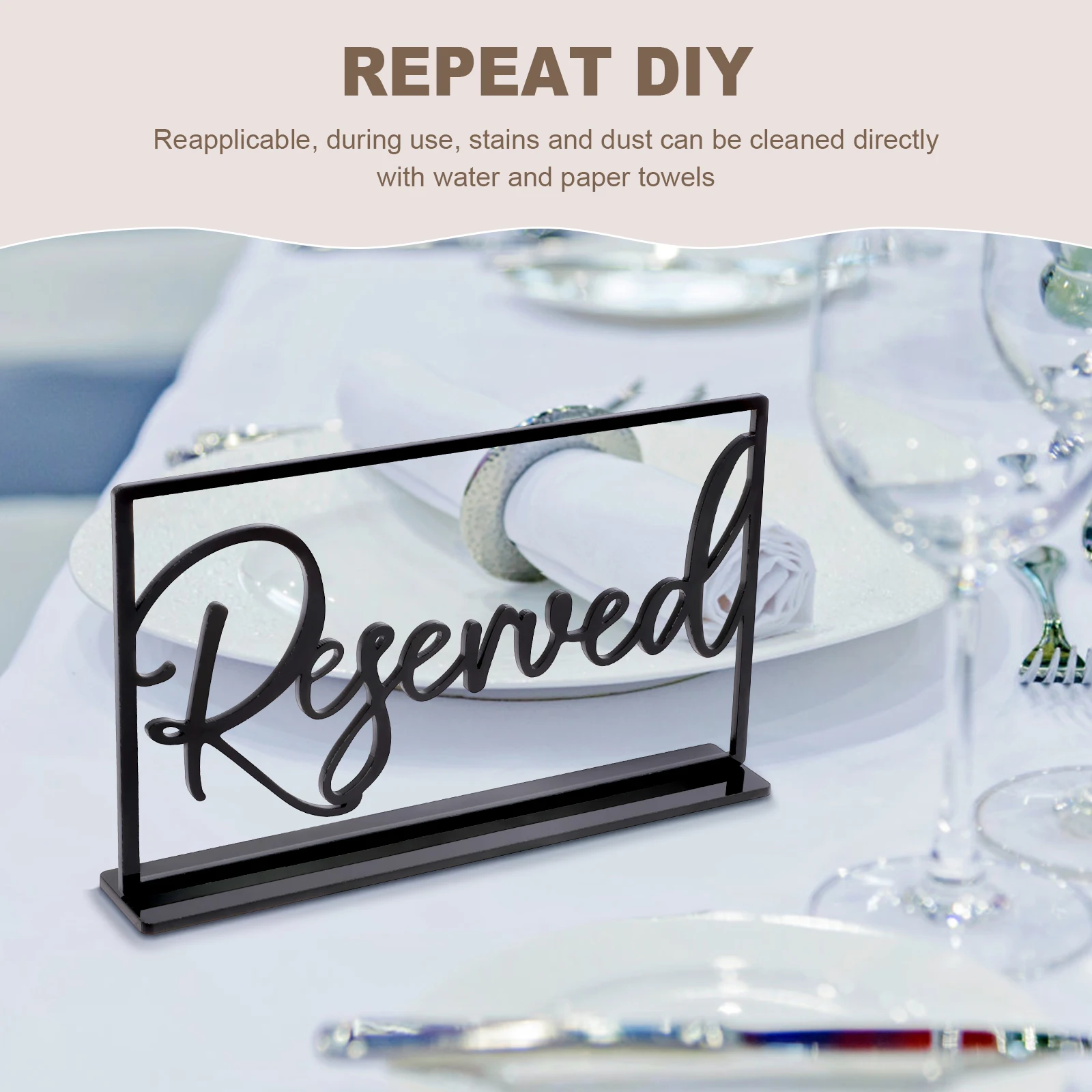 10/40Pcs Acrylic Table Card Sign Hotel Restaurant Reserved Table Signs Reminder Sign For Wedding Birthday Party Decor