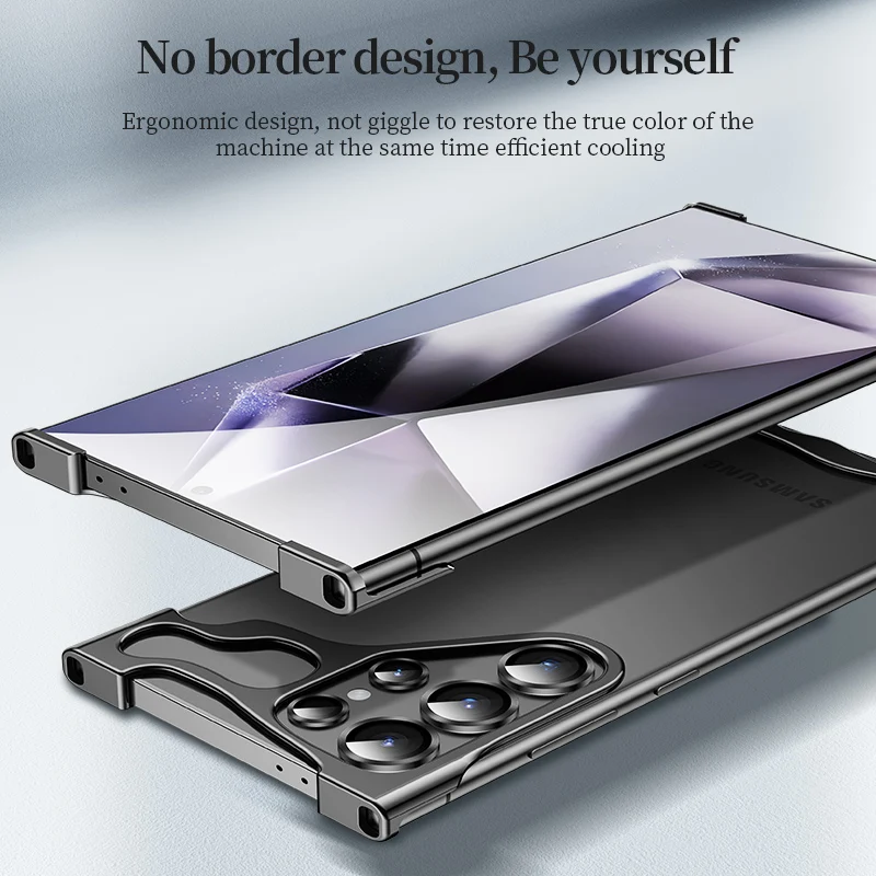 Premium Titanium Alloy Metal Bumper Case For Samsung Galaxy S24 Ultra S23+ Plus Corner Pads Protection Lens Film Protector Kit