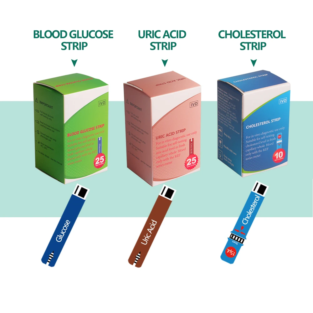 3 in1 Multi-Function Medical Meter Cholesterol Uric Acid & Blood Glucose Test strips kit for Diabetes Gout Device with Lancets blood glucose strips blood glucose lancets uric acid test strips
