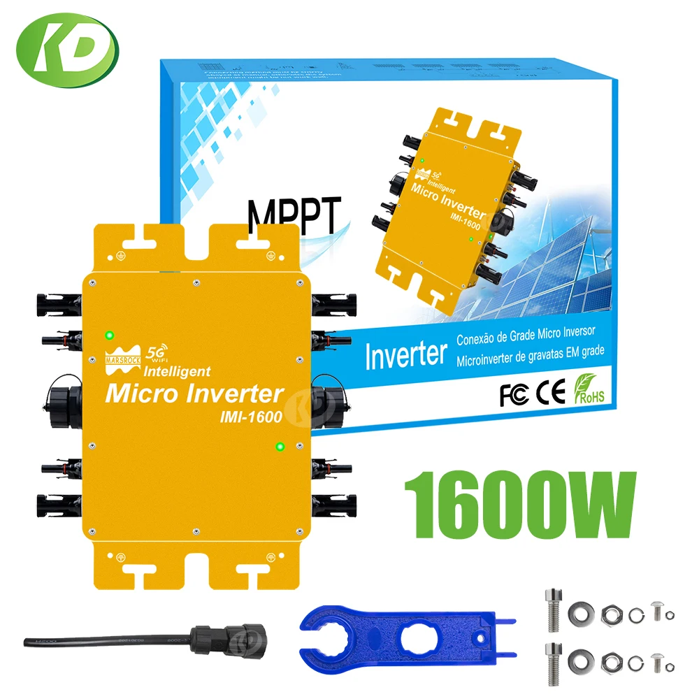 1600W Inverter Mppt On Grid Solar Microinverter 22-50Vdc Input Funzione Wifi Ip65 Per 120V 230V Grid Uso Domestico Sistema Solare