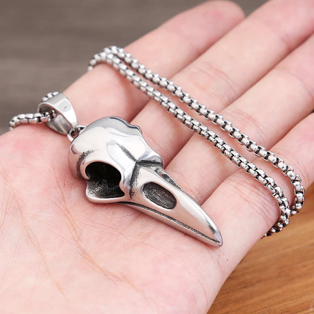 Dreuyet Raven Skull Necklace - Viking Gothic Stainless Steel Jewelry For Men & Women - View #7