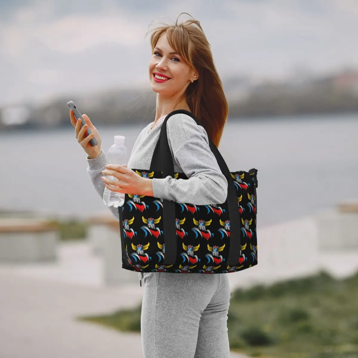 Goldorak Grendizer Tote Bag Women Large Capacity Anime UFO Robot Goldrake Gym Beach Shoulder Travel Bag