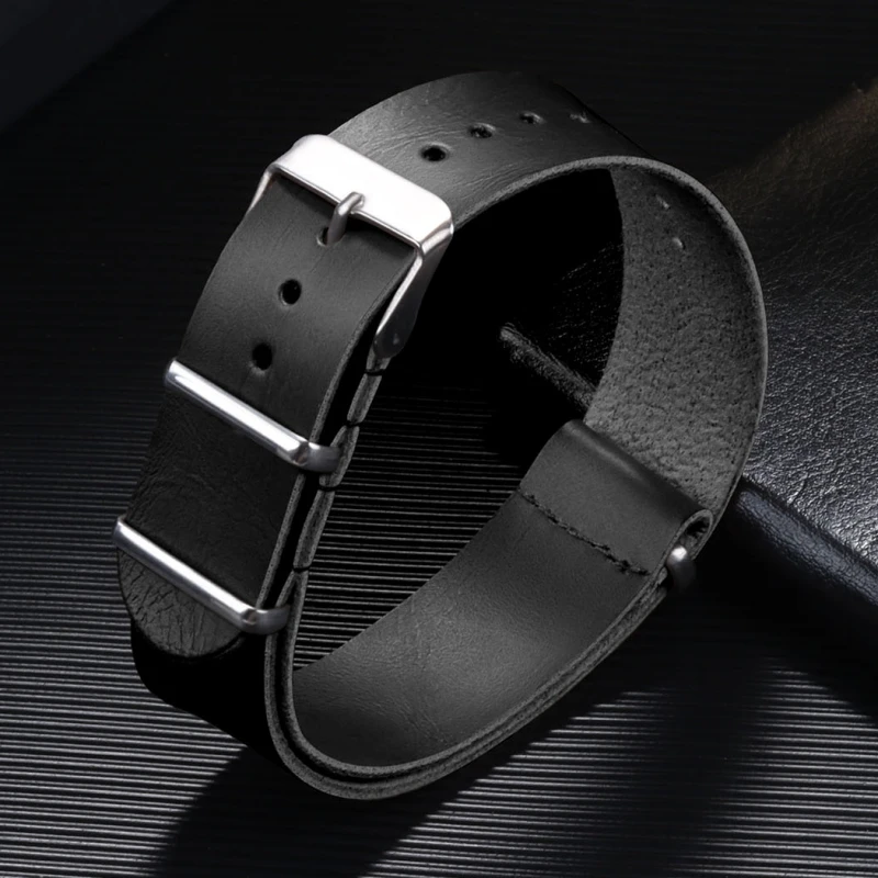 Dark Brown Vintage Leather Watch Band Strap Replacement Belt