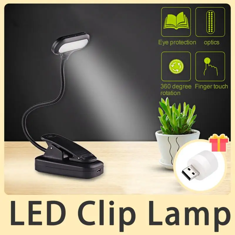 

LED Eye Protection Book Night Light Adjustable Mini Clip-On Study Desk Lamp Battery Powered Flexible for Travel Bedroom Reading