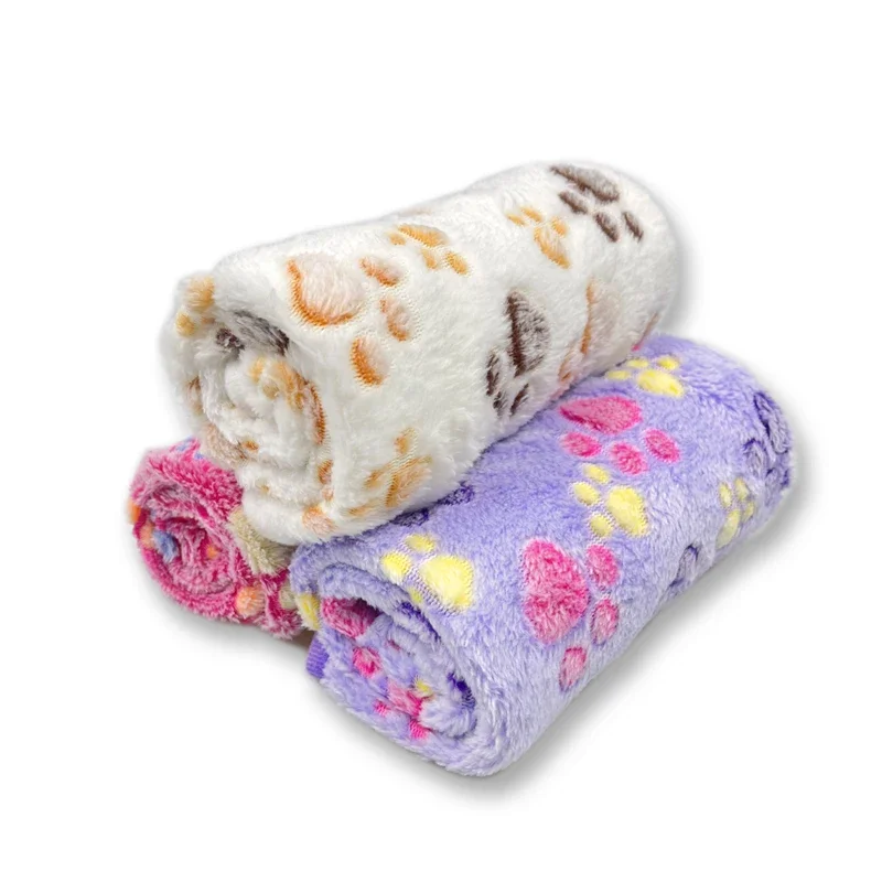 Soft Pet Blanket Winter Dog Cat Bed Mat Foot Print Warm Sleeping Mattress Small Medium Dogs Cats Coral Fleece Puppy Supplies