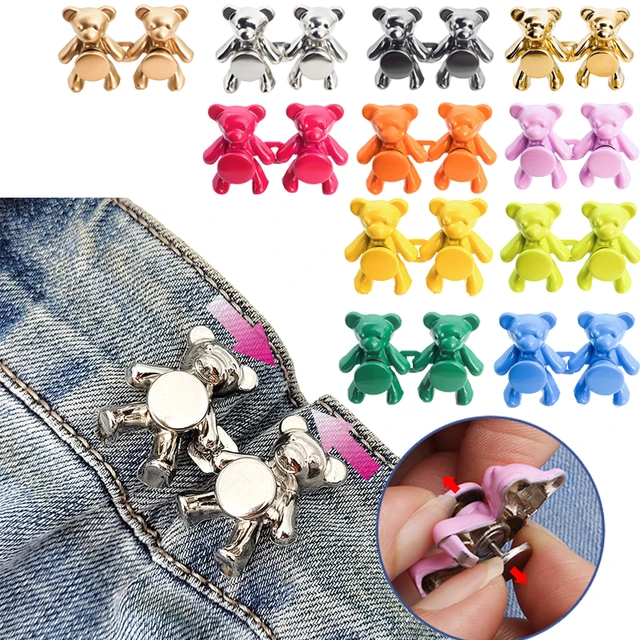 2Pcs Bear Shaped Adjustable Jean Button Waist Buckle Snap Pants Extender  Replacement Jeans Attacher Pins - AliExpress