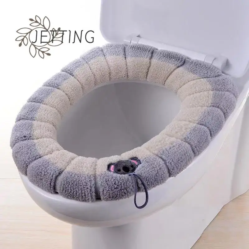 Soft Washable Winter Warm Toilet Seat Cover Mat Bathroom Toilet Pad Cushion With Handle Thicker Closestool Warmer Accessories toilet seat cover