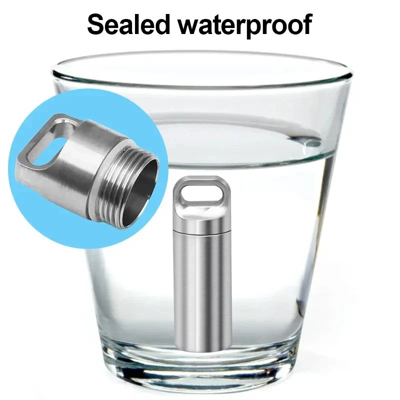 304 Stainless Steel Waterproof Mini Sealed Can Portable Storage Bottle for Pill Small Tool Parts With Keychain