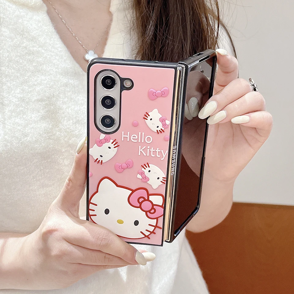 Samsung Galaxy z用ピンクのSanrioハローキティ携帯電話ケース
