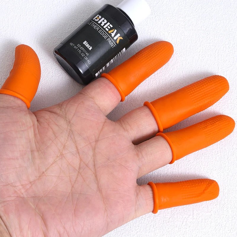 50PCS Leather DIY Craft Tool Orange Rubber Finger Covers Fingertip Protector Gloves For Leather Manual work