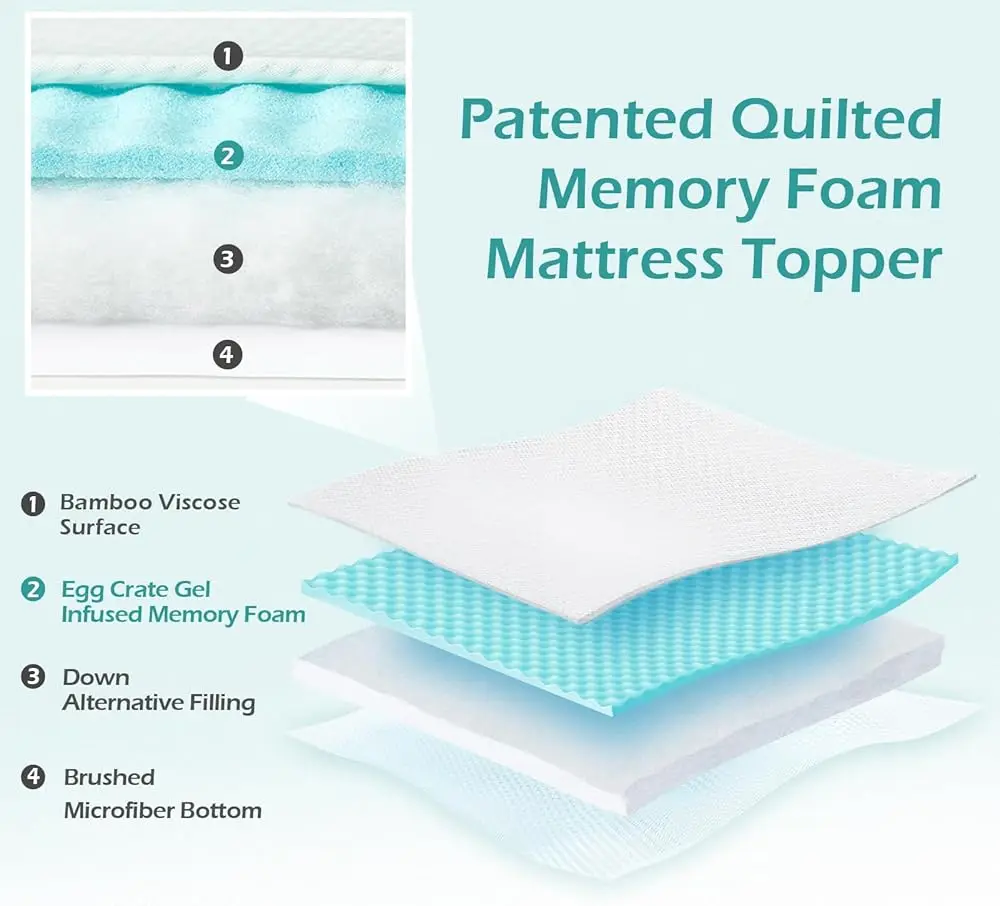 Seb10daa59f4c474eae55c2ea36954a5an Memory Sponge Mattress Pad - Extra Large, Super Comfortable, Breathable and Soft, Ultra Fine Fiber, Noise Free, 8-21 Inch Deep Mallzona