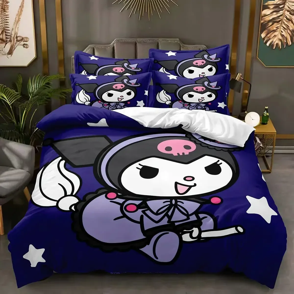 Kuromi Kawaii Printed Bedspread Quilt Cover Bedding Quilt Cover Cosplay Clothing Accessories Boys Girls Anime kawaii Cartoon