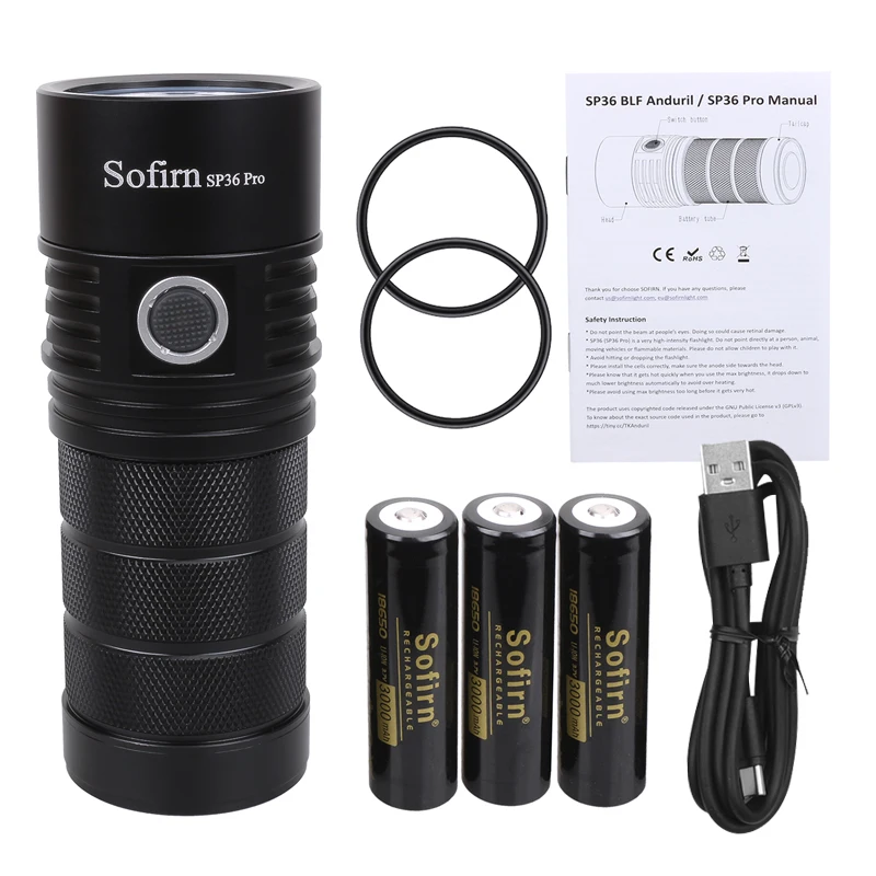 SOFIRN SP36 Pro Anduril 4*SST40 Powerful 8000LM LED Flashlight USB-C Rechargeable 18650 Torch Super Bright Lantern — view 6