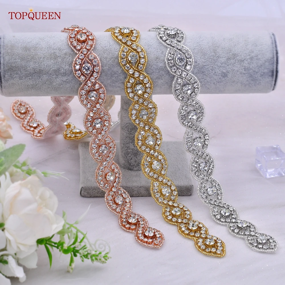 TOPQUEEN S28 Woman's Party Belt Silver Rhinestone Bridal Applique Wedding Luxurious Diaond for Shoe Dress Bag Clothes Decoration baby crystal for rhinestone mini wedding headband princess girls birthday party decoration