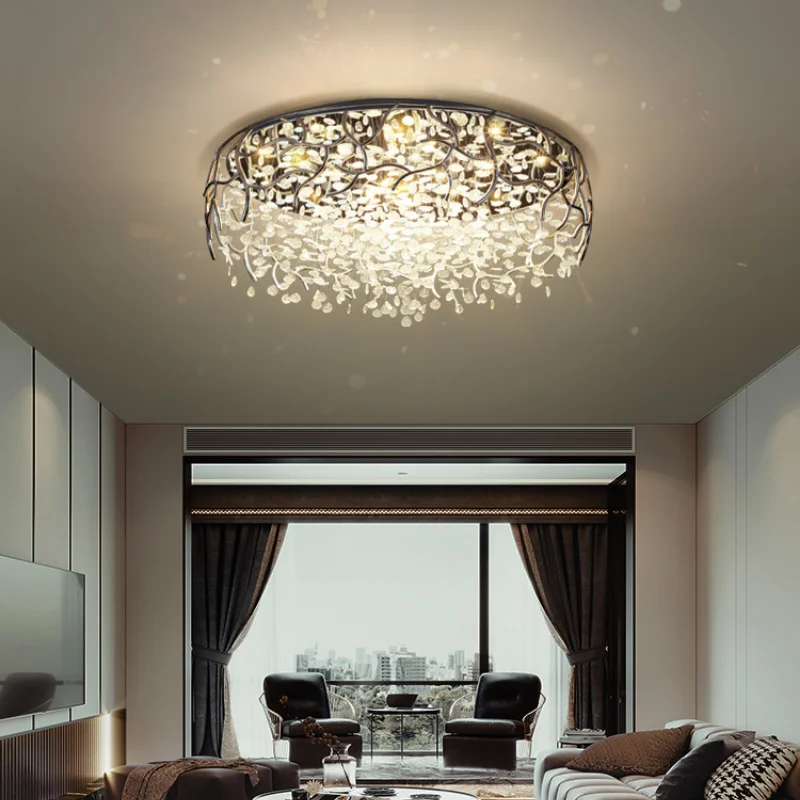 

Modern LED Chandeliers Glass Ceiling Light For Living Room Dining Room Bedroom Indoor Silver Design Remote Control Lamp Fixtures