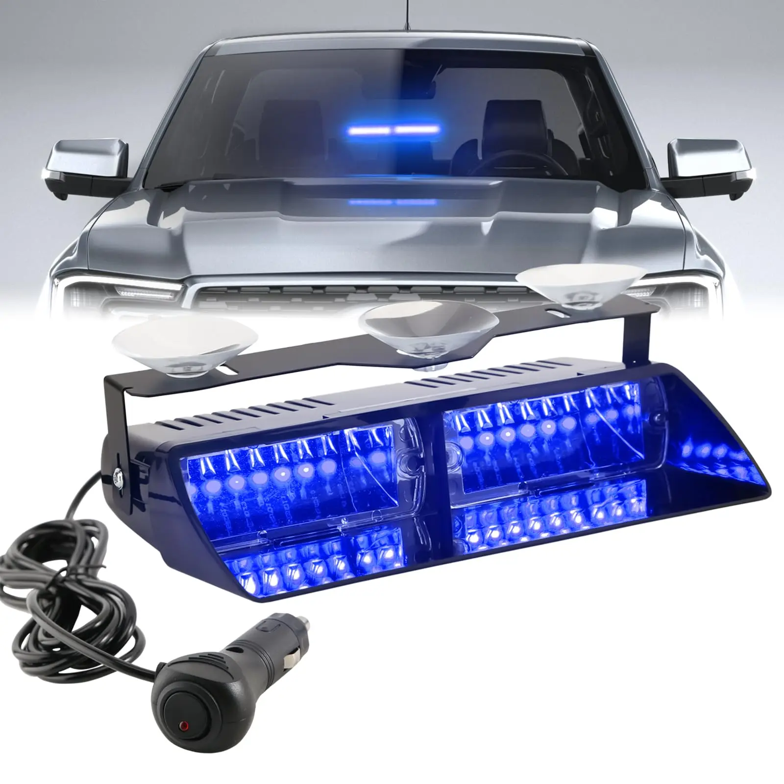 Lampada Stroboscopica A Led Per Auto 16Led 18 Luci Della Polizia Modello Lampada Di Segnalazione Rossa/Blu Flash Dash Luce Di Avvertimento Per Parabre