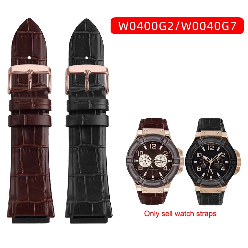 

22MM Black Genuine Leather Watch Strap For GUESS W0040G3 W0247G3 W0040G7 Series Cowhide Watchband Men's Wrist band Bracelet