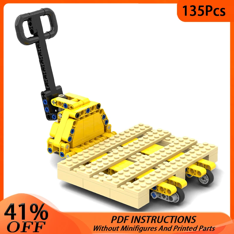 MOC 1/8 Pallet Jack City Trailer Forklift Vehicle Drag Car Building Blocks DIY Educational Bricks Children Toys Birthday Gifts