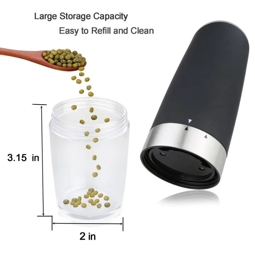 2 Pcs/set Electric Pepper Grinder Stainless Steel Automatic Gravity  Induction Salt Pepper Mill Kitchen Herb Spice Tools Ju31615 - Herb & Spice  Tools - AliExpress